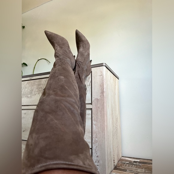 ALDO Genuine Leather Taupe Colored Thigh High Boots - Picture 3 of 4